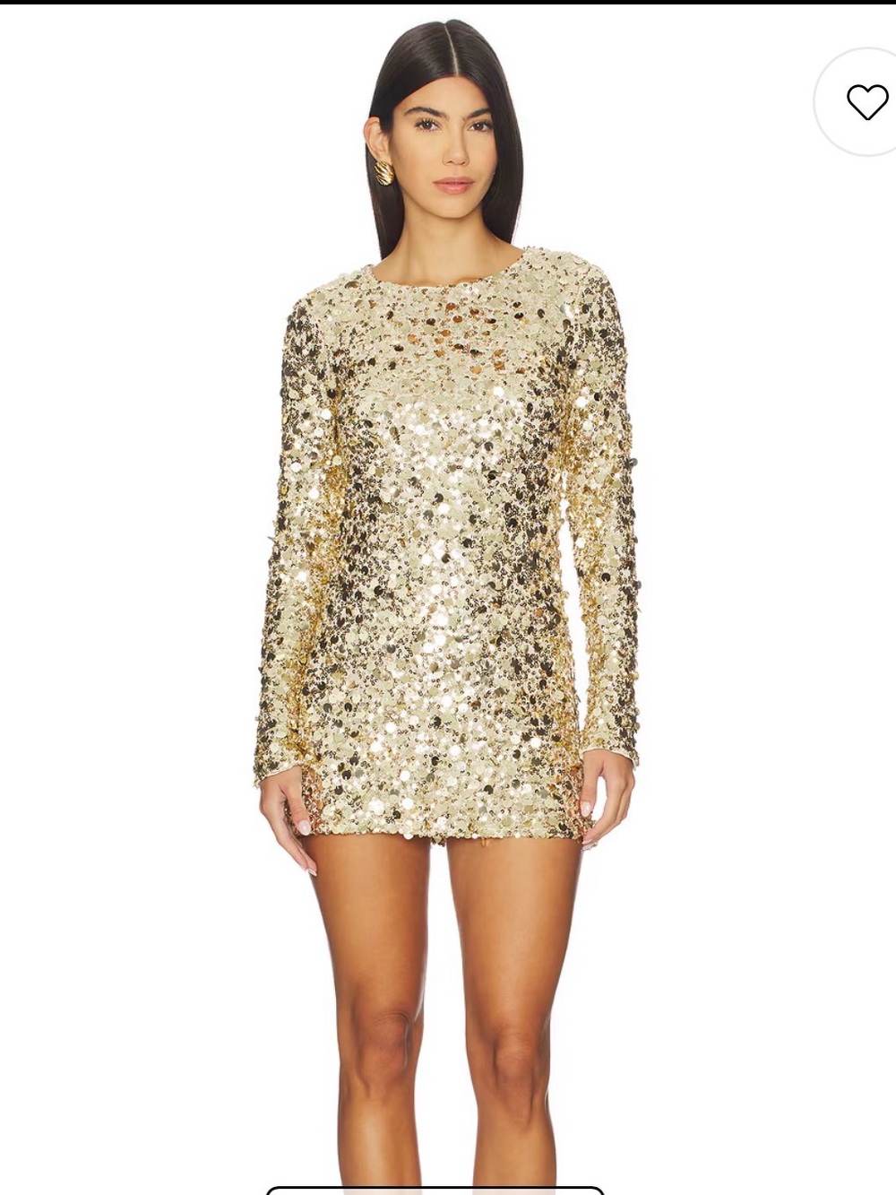 Show Me Your Mumu - Maddison Mini Dress - Gold Sequin Long-Sleeve Mini Dress S